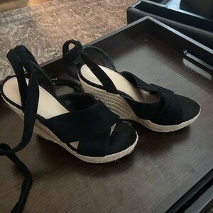 Guess Black Espadrille Wedge Sandals